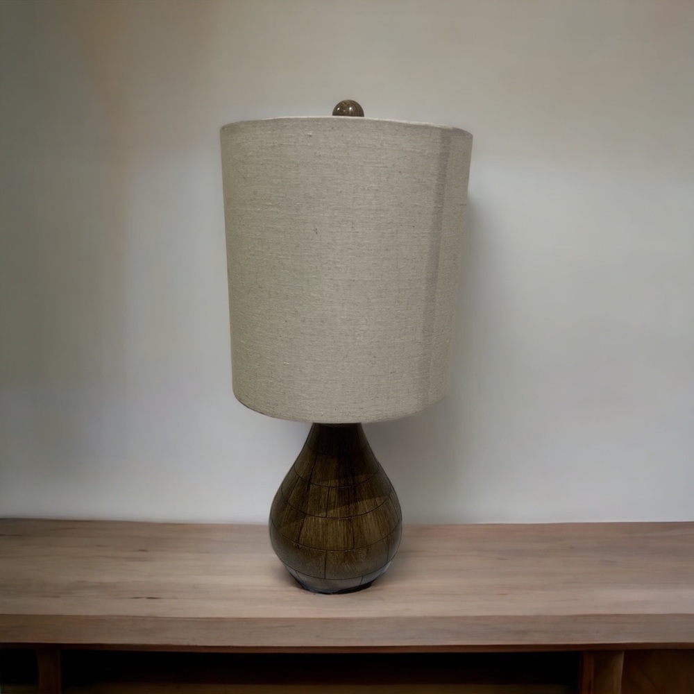 Small wood finish bedside lamp